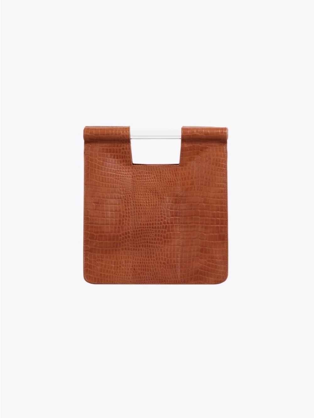 BEIS Cognac Croc-Embossed Mini Tote with Metal Accent